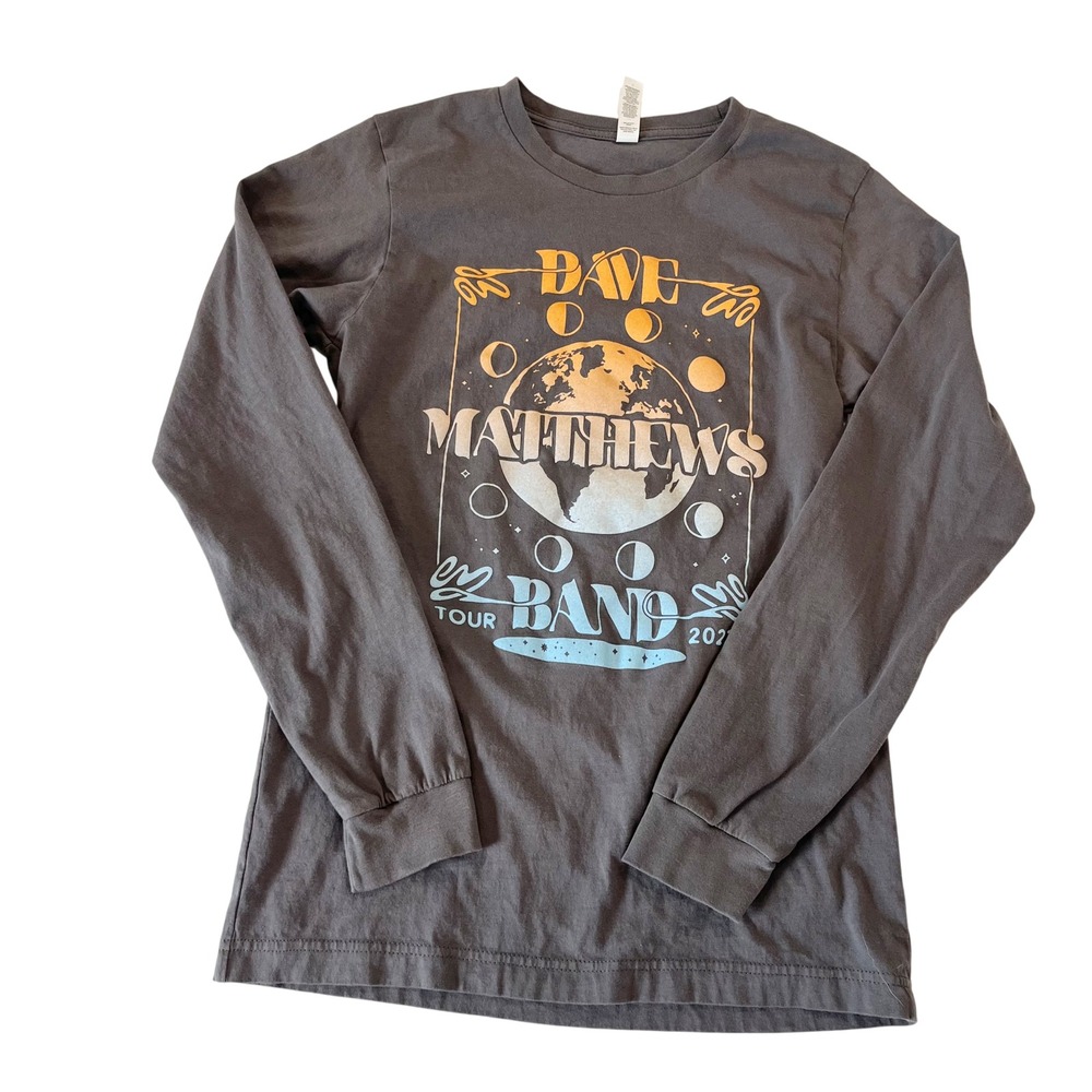 Dave Matthews Band 2023 Tour Long Sleeve Shirt Gray Celestial Moon Graphic SMALL